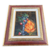 Still life with strawberries – Oil on canvas signed cecile m