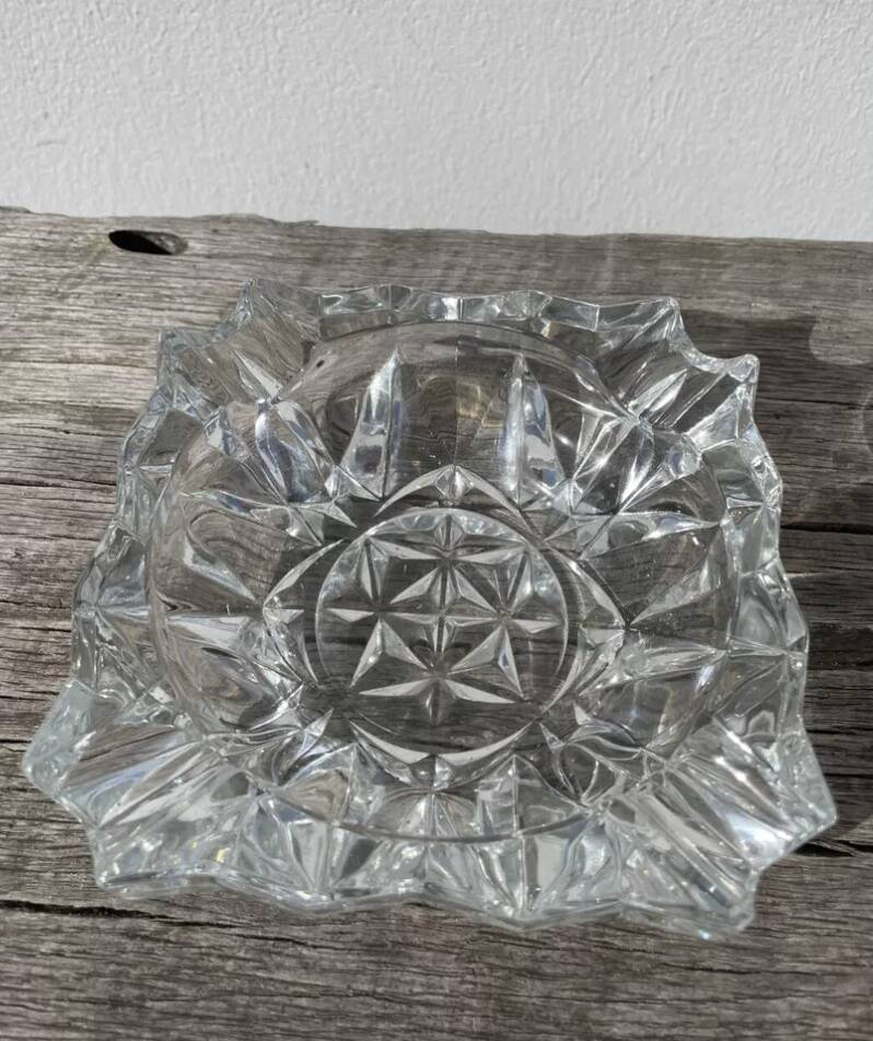 Vintage 1970s cut glass ashtray