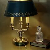 Three-light bouillotte lamp – Empire style – gilded brass