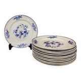 Set of 12 Tournai porcelain plates, Boch Frères, fly decor