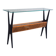 1950s Italian ebonized console table with glass top & lattice basket