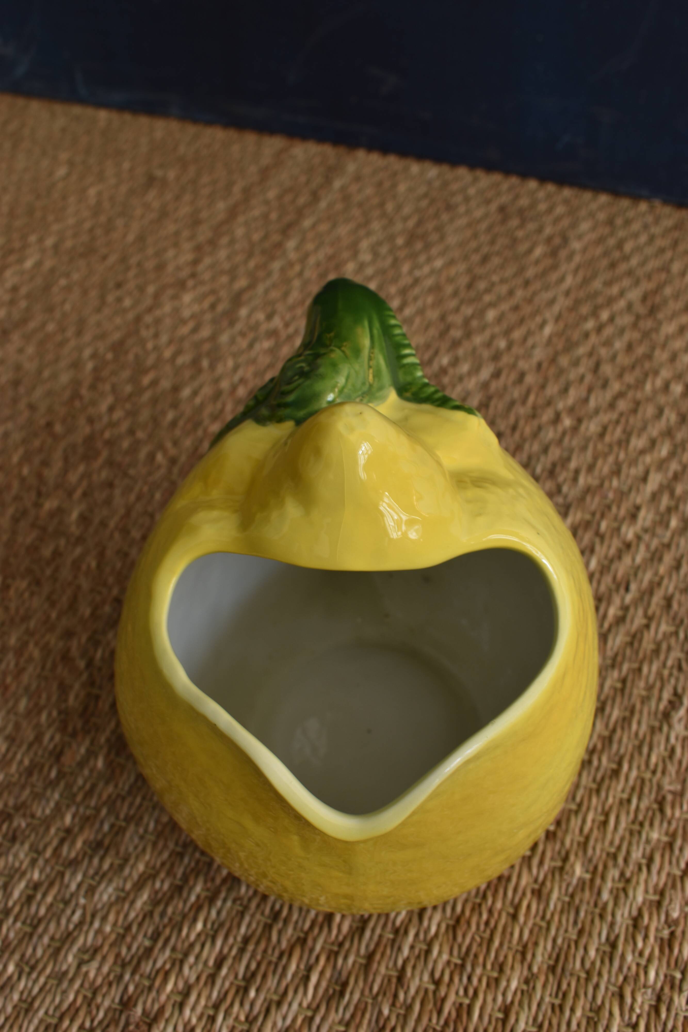 Vintage lemon pitcher barbotine