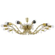 Mid-century floral brass and crystal chandelier by Lobmeyr, 1950s, Austria.