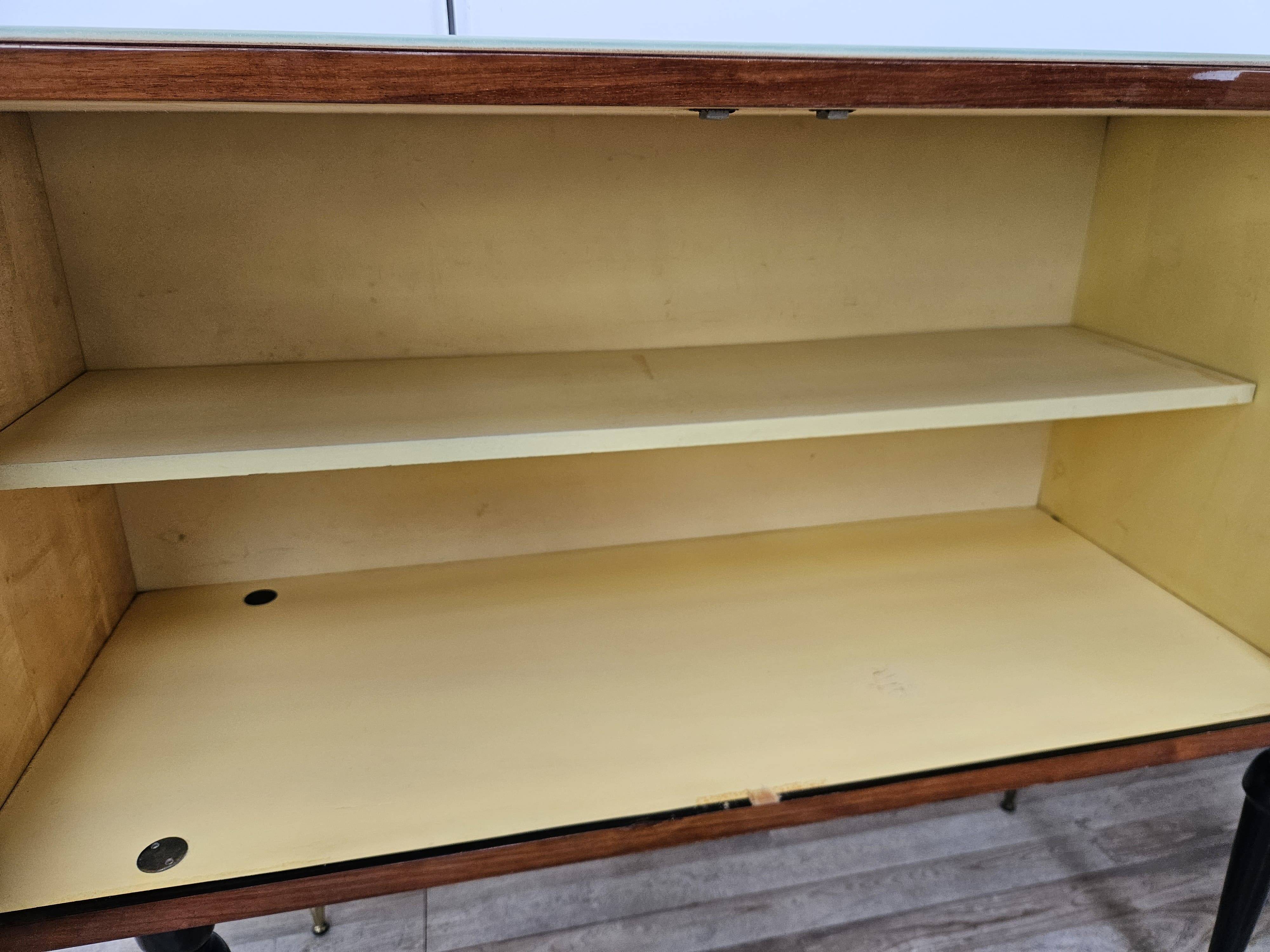 Mid-century 1960s mahogany sideboard with glass top