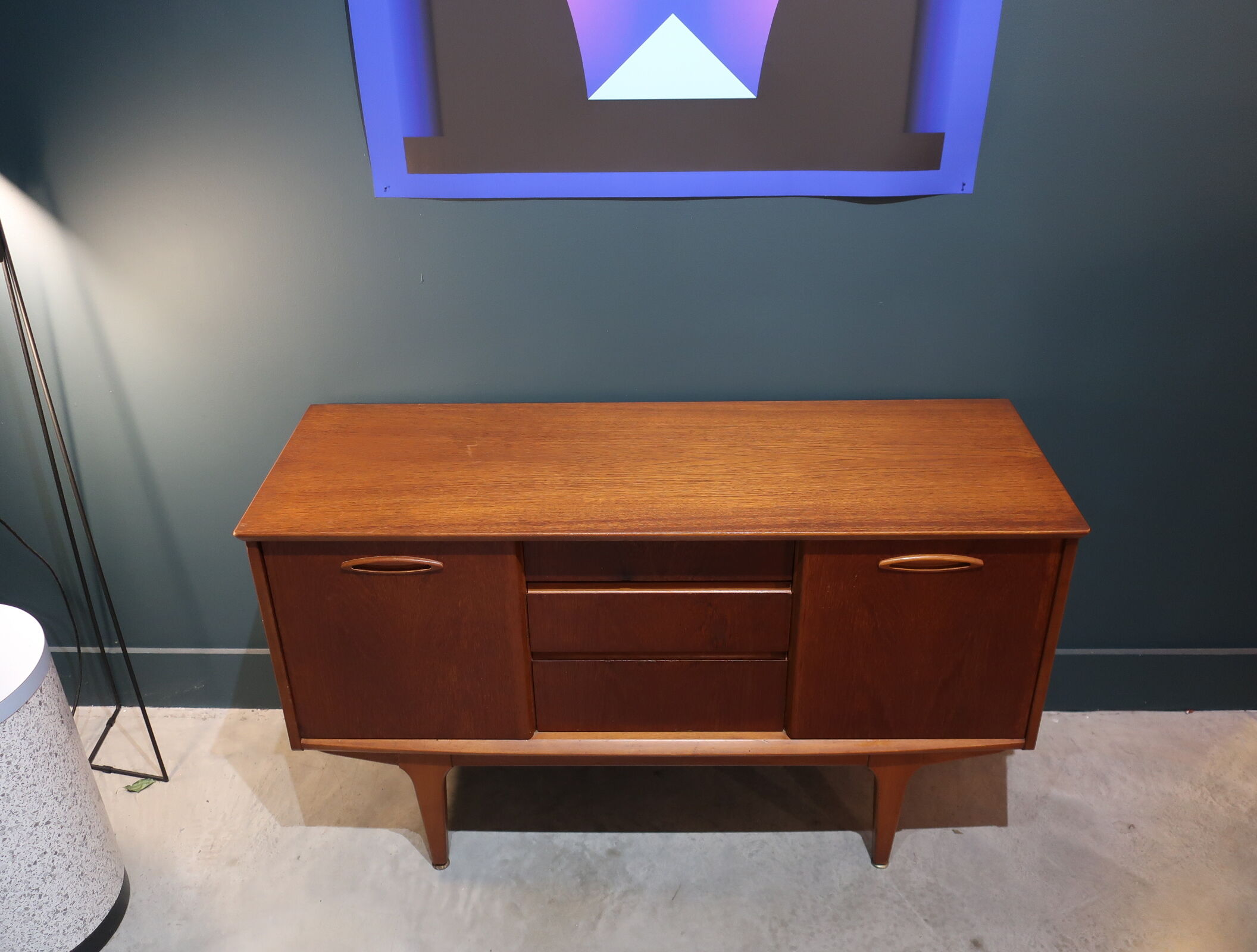 Teak enfilade with 2 sliding doors