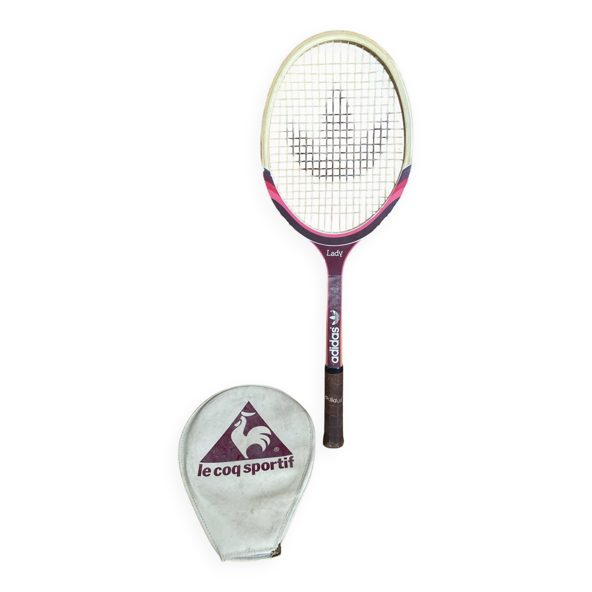 Vintage ADIDAS Lady Wooden Tennis Racket + COQ SPORTIF Case