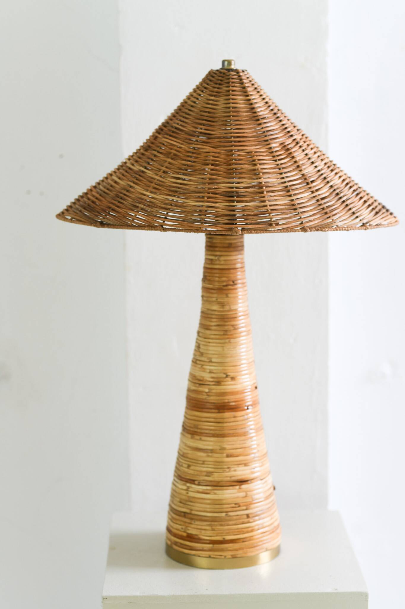 Shroom 002 Rattan Table Lamp, Wicker Shade, Mushroom Shaped Bedroom, Living Room Lighting