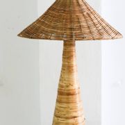 Shroom 002 Rattan Table Lamp, Wicker Shade, Mushroom Shaped Bedroom, Living Room Lighting