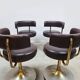 Vintage Swedish design low stools brown leather Borje Johanson
