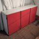 Placard haut de cuisine trois portes en formica rose
