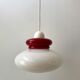 Duo de suspensions en opaline blanche et rouge années 50