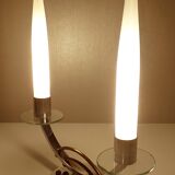 Pair of Art Deco Glass Chrome Lamps