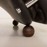 Verner Panton black leather chaise longue for Fritz Hansen, 1970s