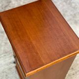 Solid wood bedside table with drawers and door