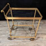 70s brass and gilded bronze serving trolley