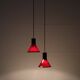 Set of 2 Holmegaard / Michael Bang 'Mini P&T' pendant lamps / handmade glass / red / black / 1970s
