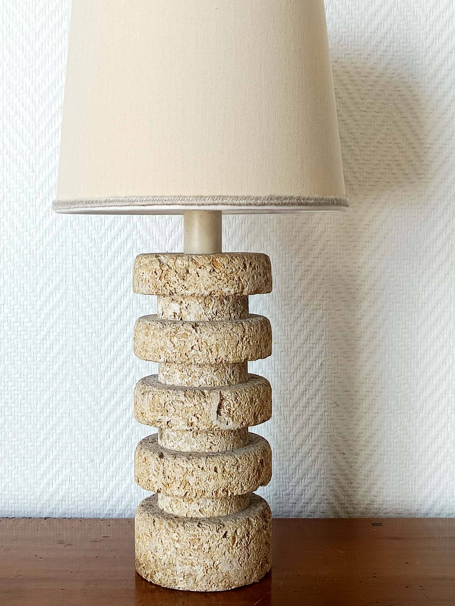 Brutalist stone lamp in Tormos style, circa 1970.