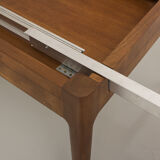 Custom-made solid walnut dining table with 4 extensions, for 6 to 16 people