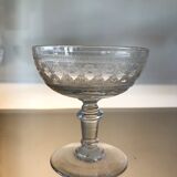 4 old glass champagne cups