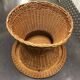 Round coffee table in rattan and varnished wood around 1960