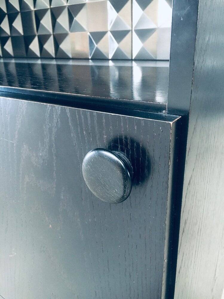 Brutalist Black Ebonised Dry Bar Cabinet, Belgium, 1970s