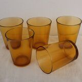 Set of 5 amber glasses Véréco – France – 1970s