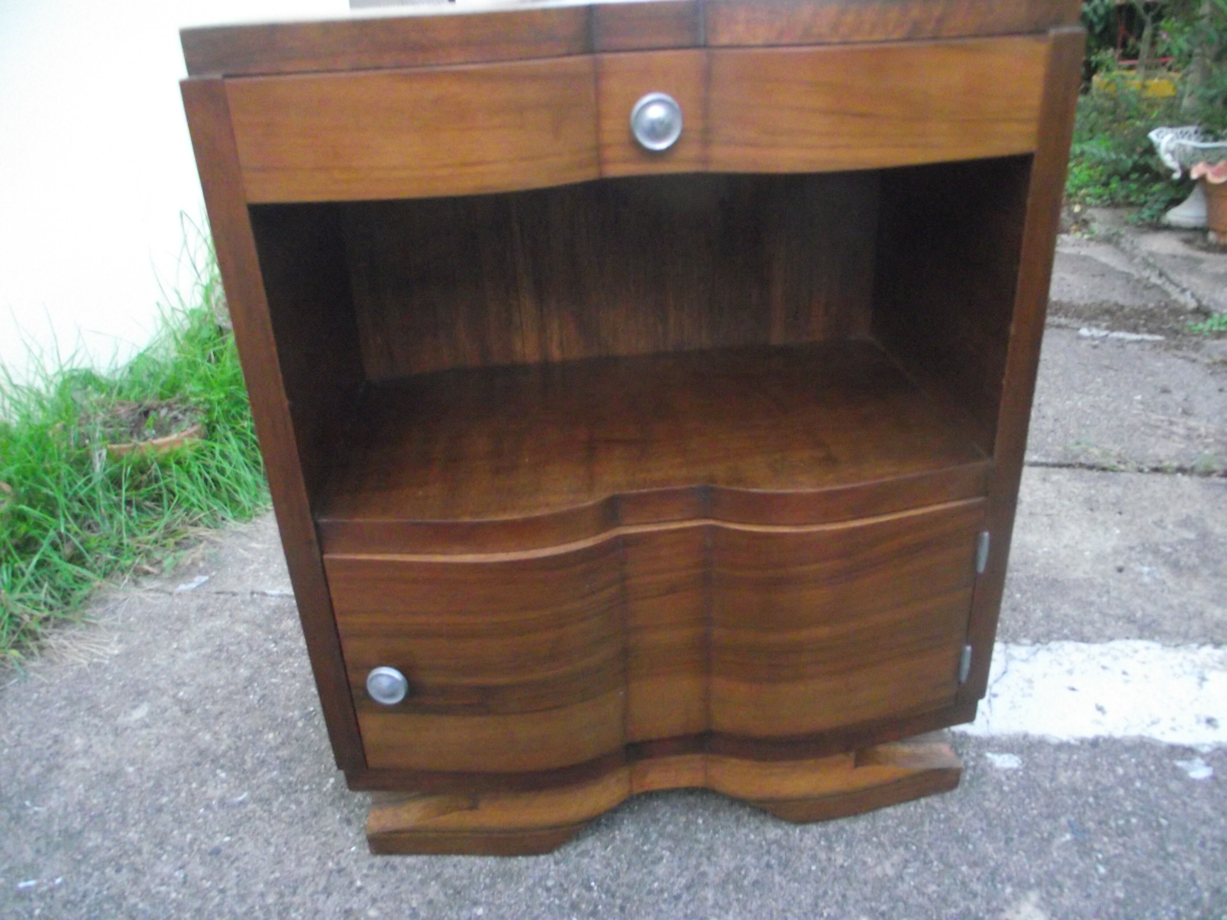 Art deco period bedside in walnut