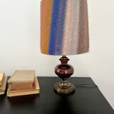 Table lamp vintage bohemian 70s wool lampshade