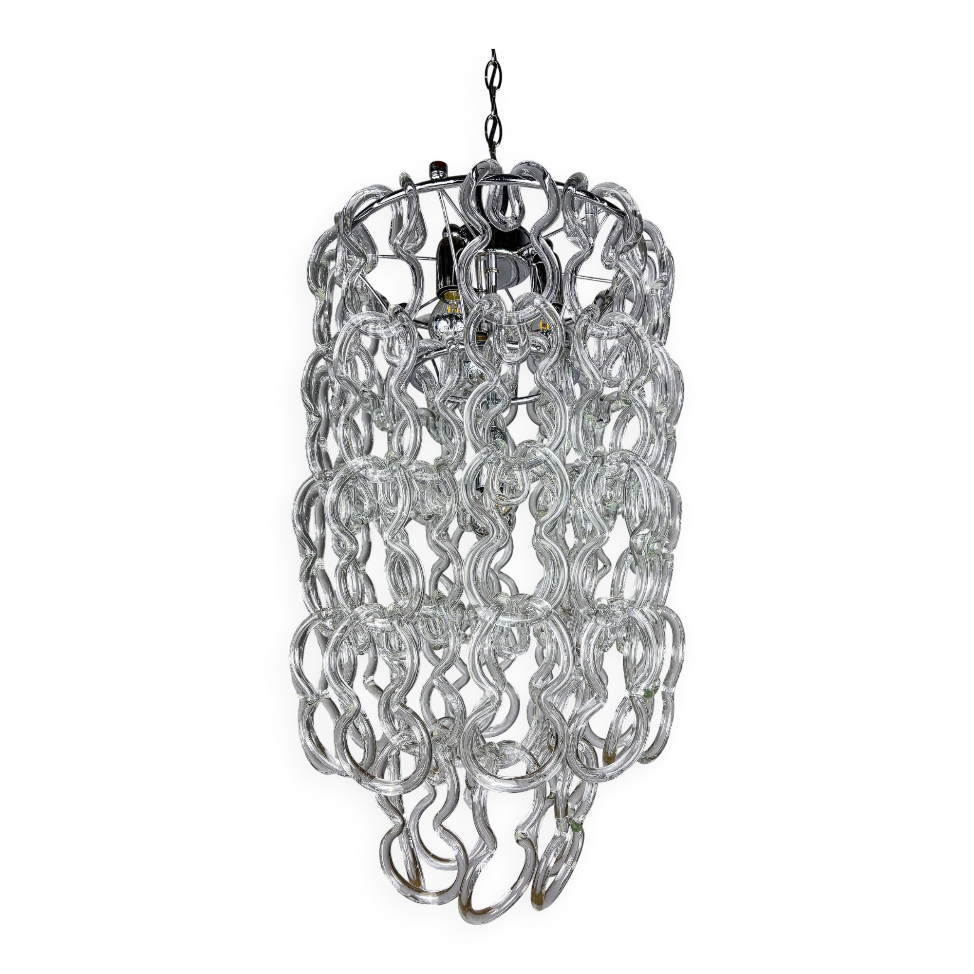 Giogali chandelier by Angelo Mangiarotti for Vistosi, Murano glass, Italy 1960s