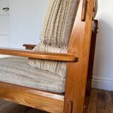 Maison Regain style modernist armchair in solid elm