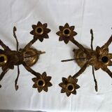 Pair of cherub candlesticks in gilded bronze early 20th century