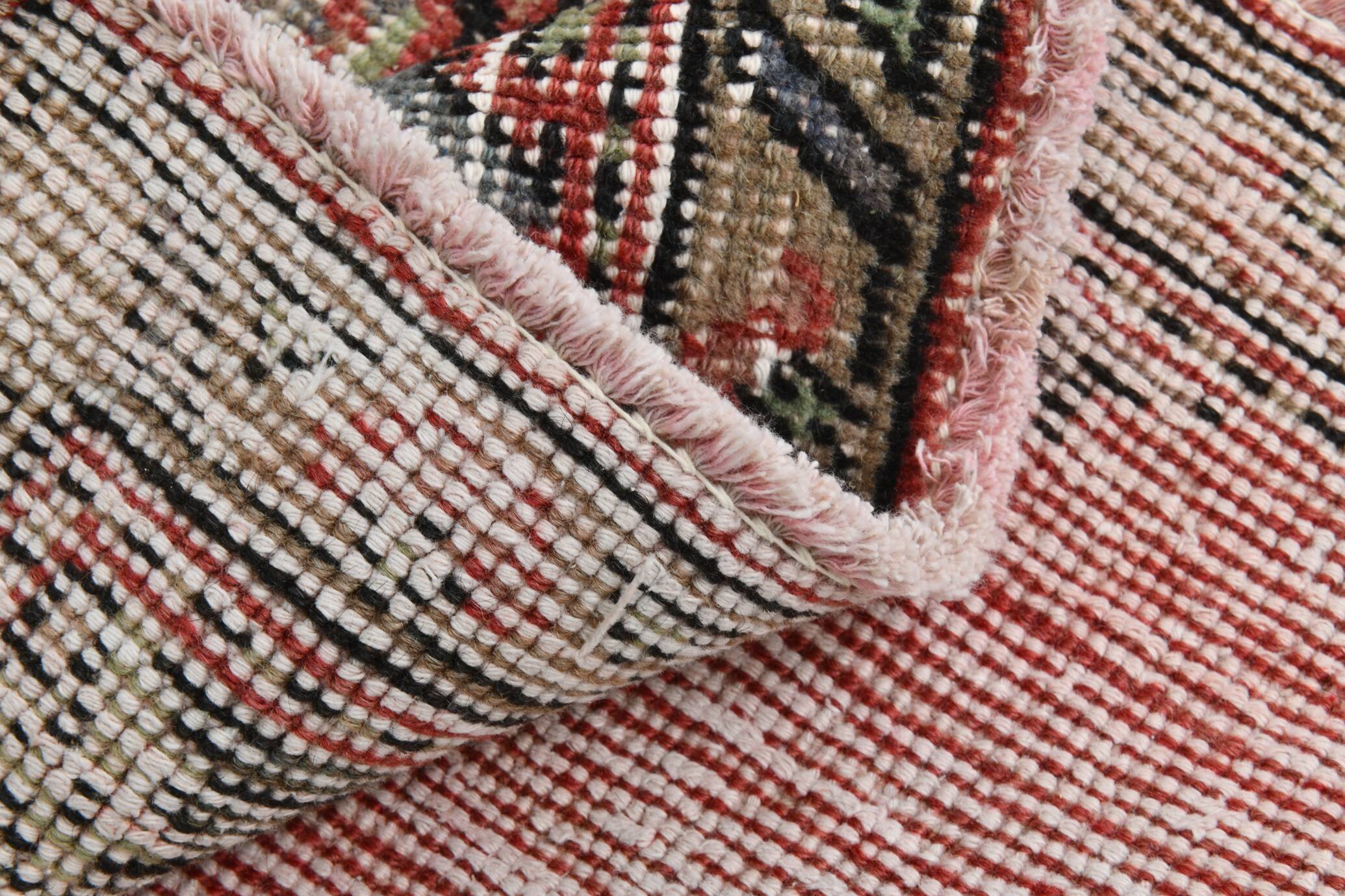 Classic Pattern Red & Green Vintage Runner Rug, 104x344Cm