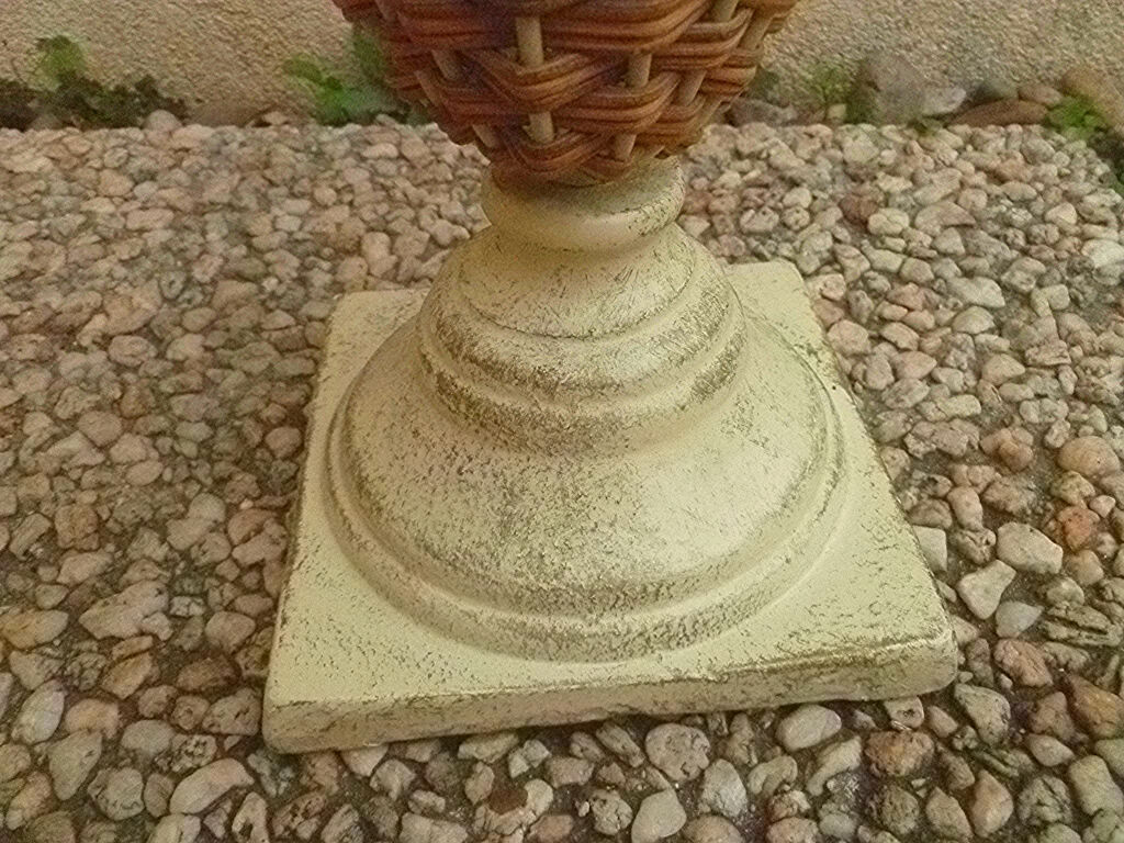 Vintage metal and wicker vase