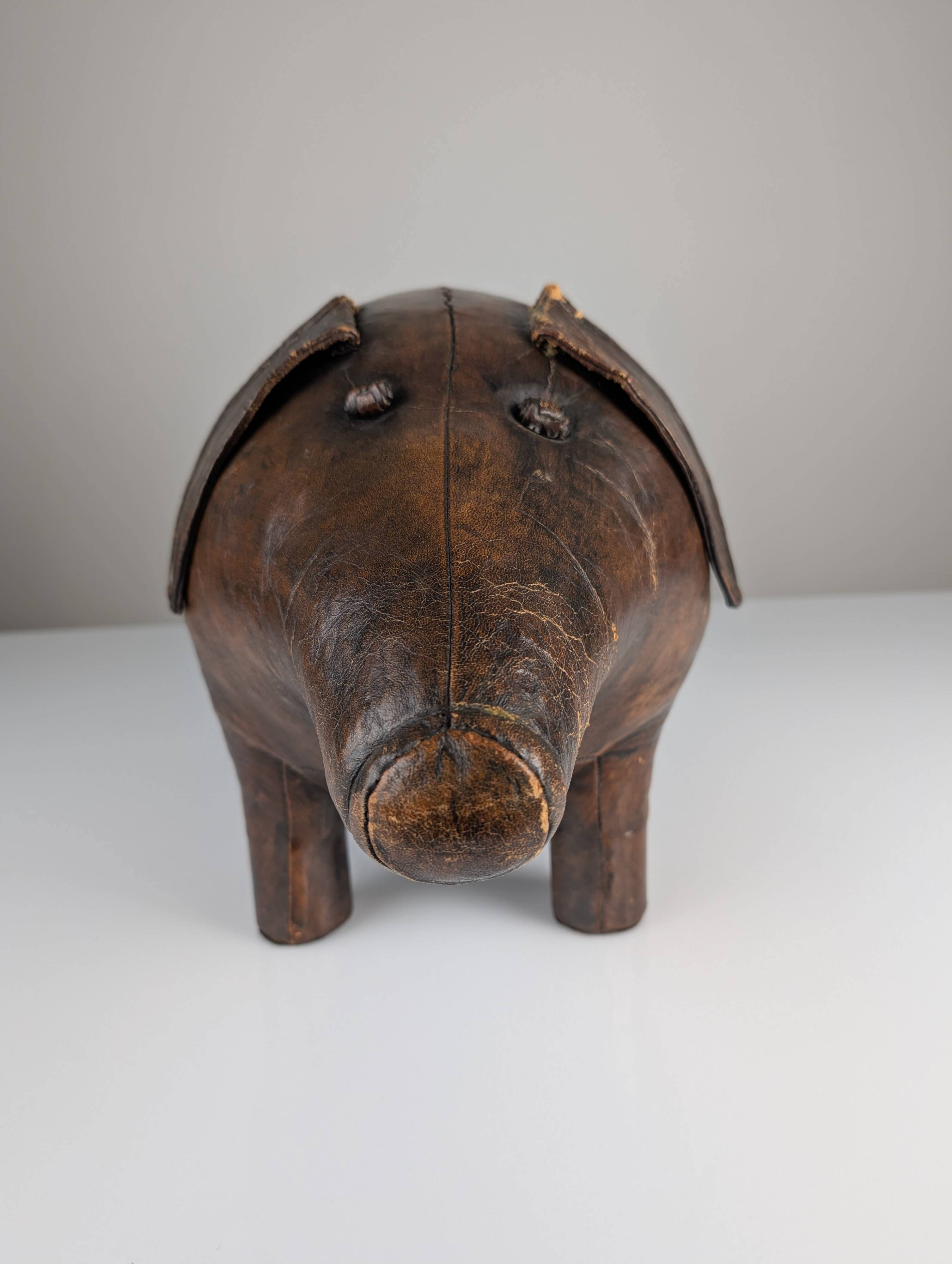 Leather pig ottoman  att dimitri omersa, 1960s