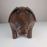 Leather pig ottoman  att dimitri omersa, 1960s