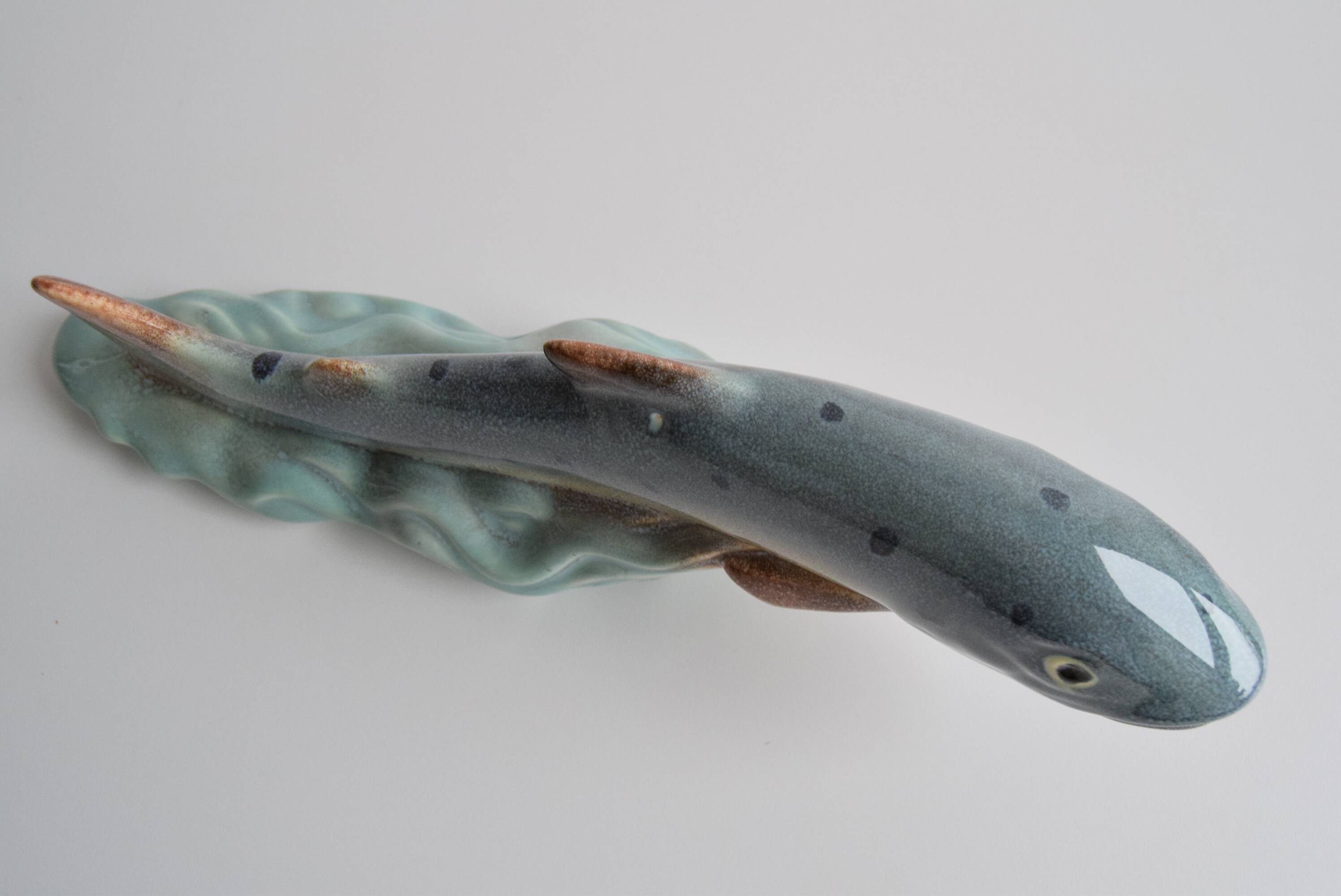 Art Deco Sculpture Trout by Ditmar Urbach Znojmo factory, Czechoslovakia, 1940s.