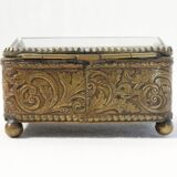 Antique jewelry box Napoleon III in brass and beveled glass