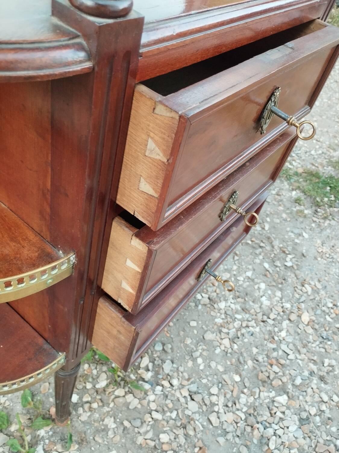 Antique Louis XVI style chest of drawers with marble top