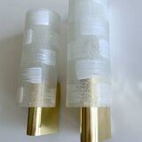 Pair of Vintage Glass Brass Wall Lights