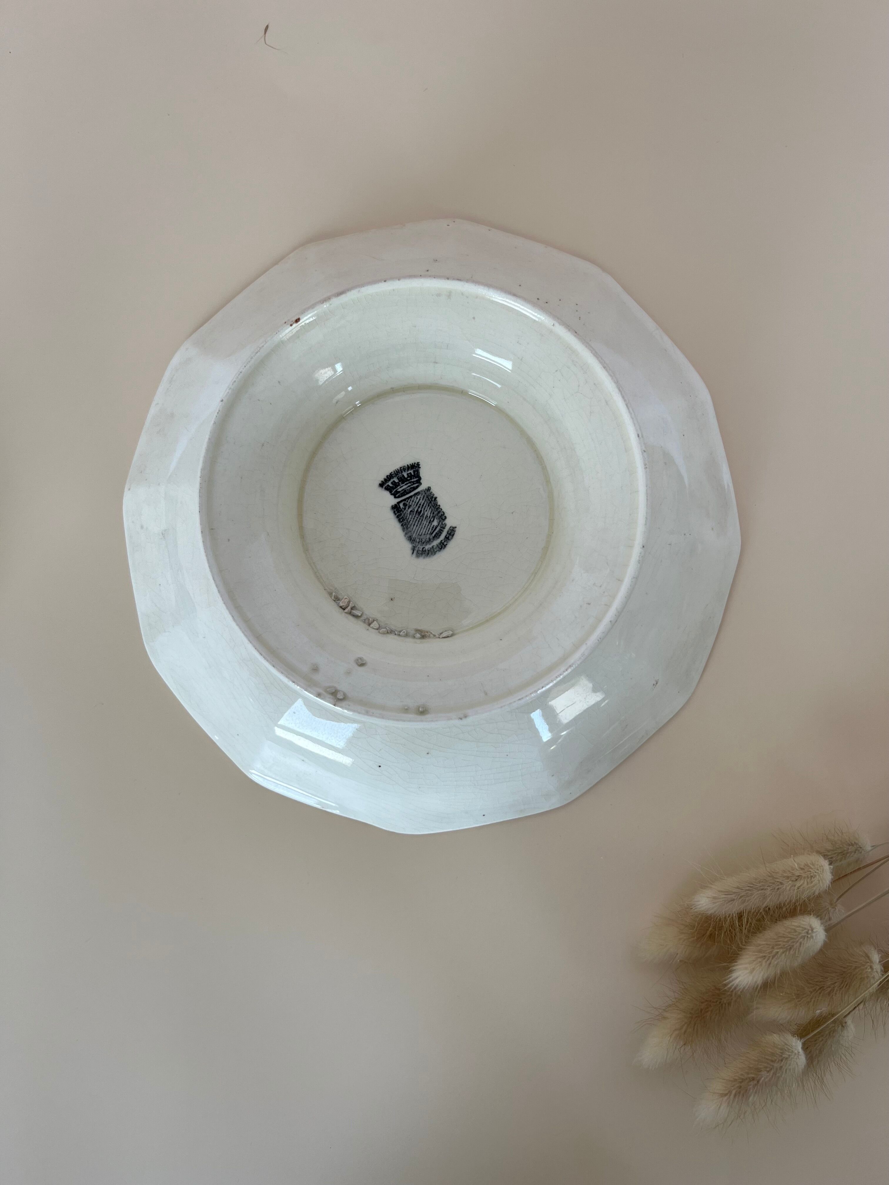 Compotier low Terre de Fer Sarreguemines solid cream color