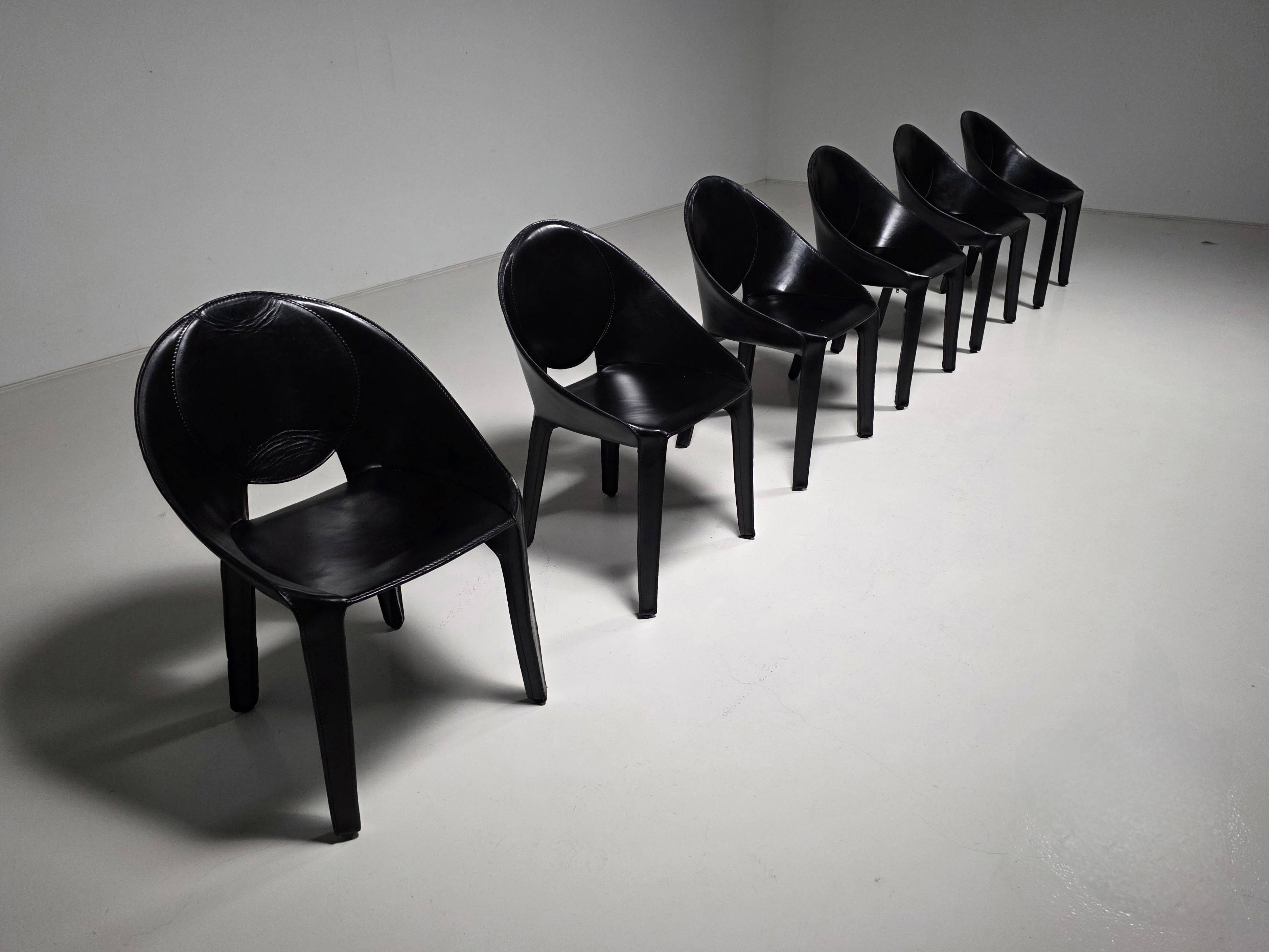 Set of six "Lira" dining chairs by Mario Bellini for Cassina, Italy, 1980s.