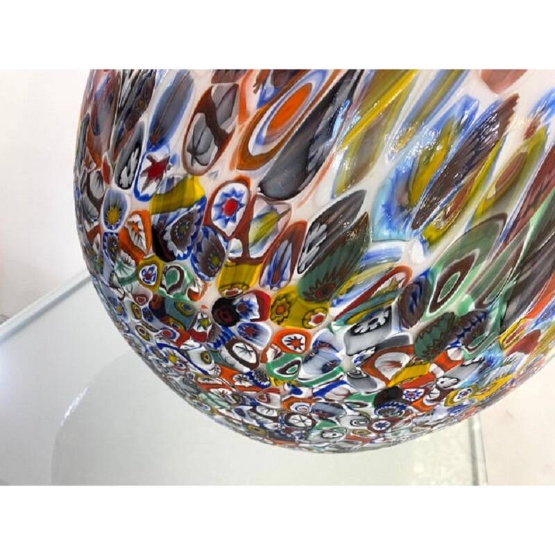 Contemporary murrine murano glass style with multicolored vase