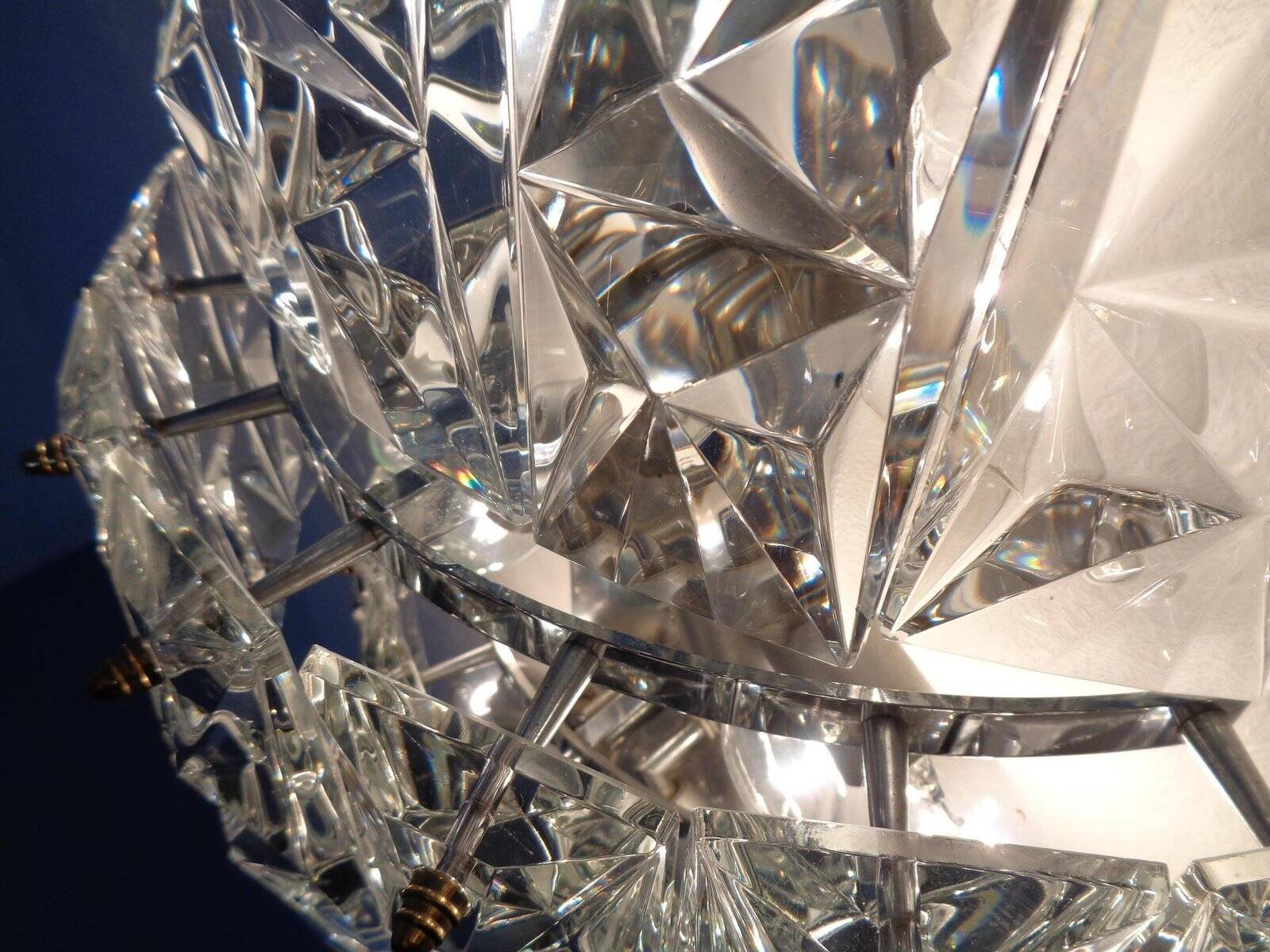 Large crystal glass flush mount from Kinkeldey, Germany, 1970s.