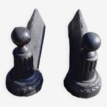 Pair of neo-classic cast iron fireplace heads