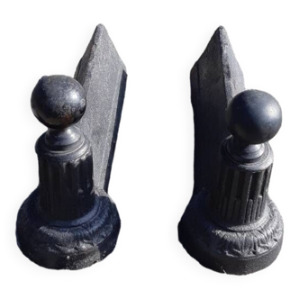 Pair of neo-classic cast iron fireplace heads