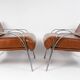 Pair of metal and leather armchairs from the 60s