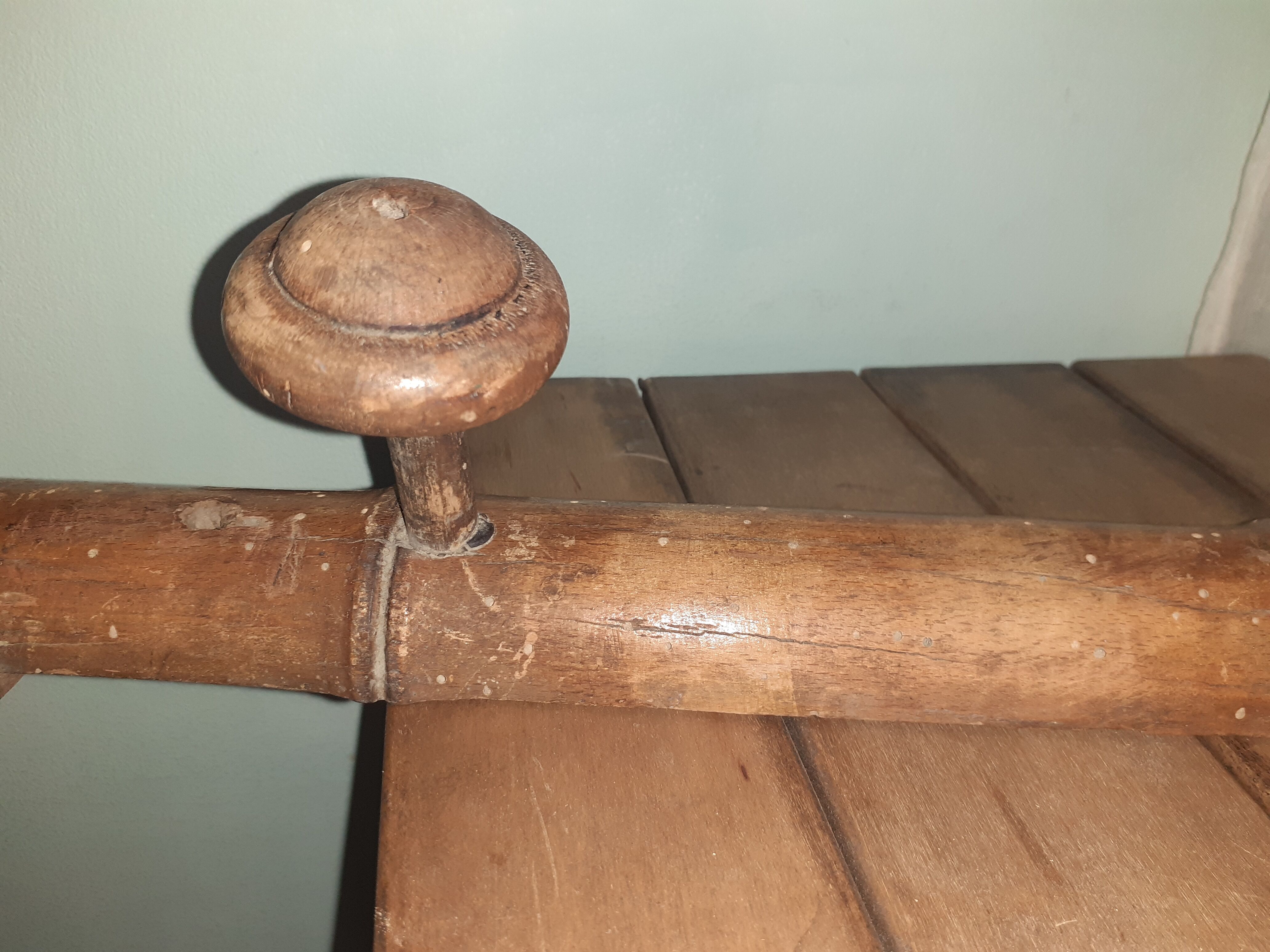 Coat rack 3 patères, wooden - Vintage bamboo shape