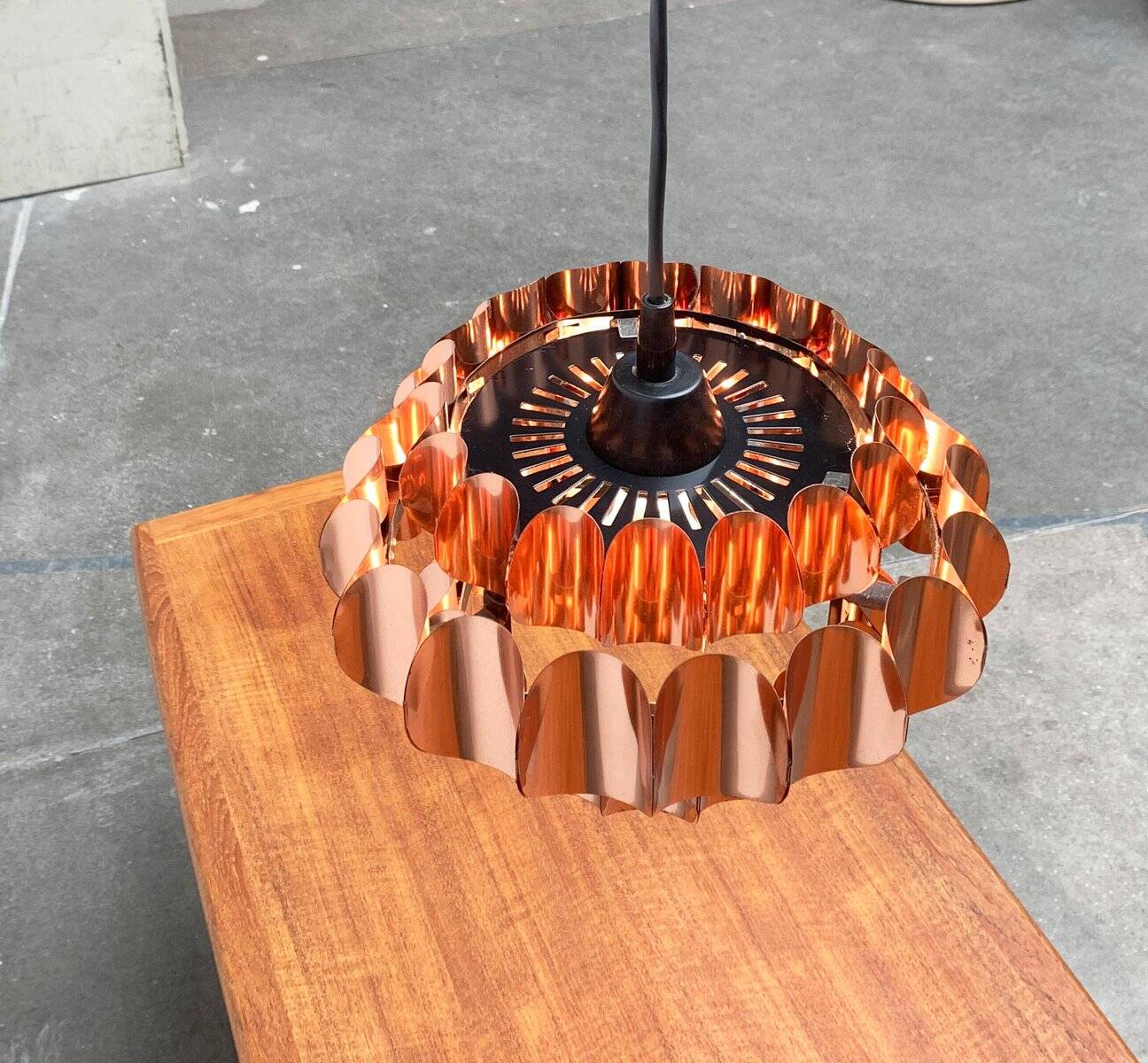 Copper pendant lamp Swiss type 810 modern mid-century by Hans Zender for Temde