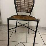 Set of 4 Wrought Iron and Rattan Chairs