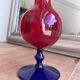 Red and blue blown glass soliflore vase - Murano style - 29 cm